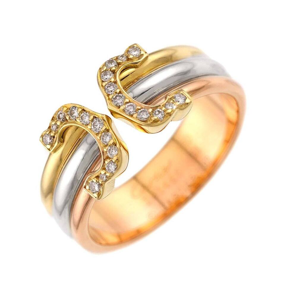 Cartier 2C #51 Ring, Diamond, 18K Yellow Gold, White Pink Three-Color Three-G...